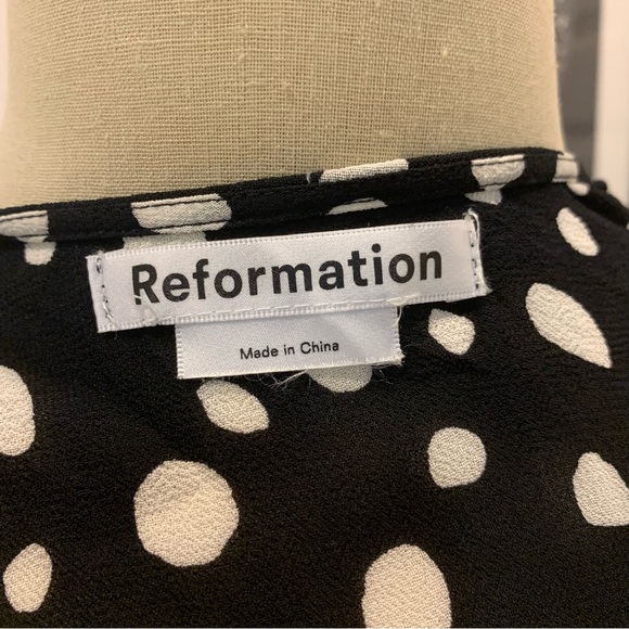 REFORMATION Black & White Dotted Long Sleeve Susanna Wrap Dress size XS - Picture 6 of 10